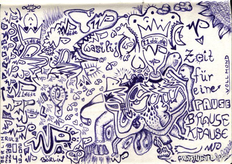 wasilij.art - Zeit für eine Pause, Brause Krause - Zeichnung