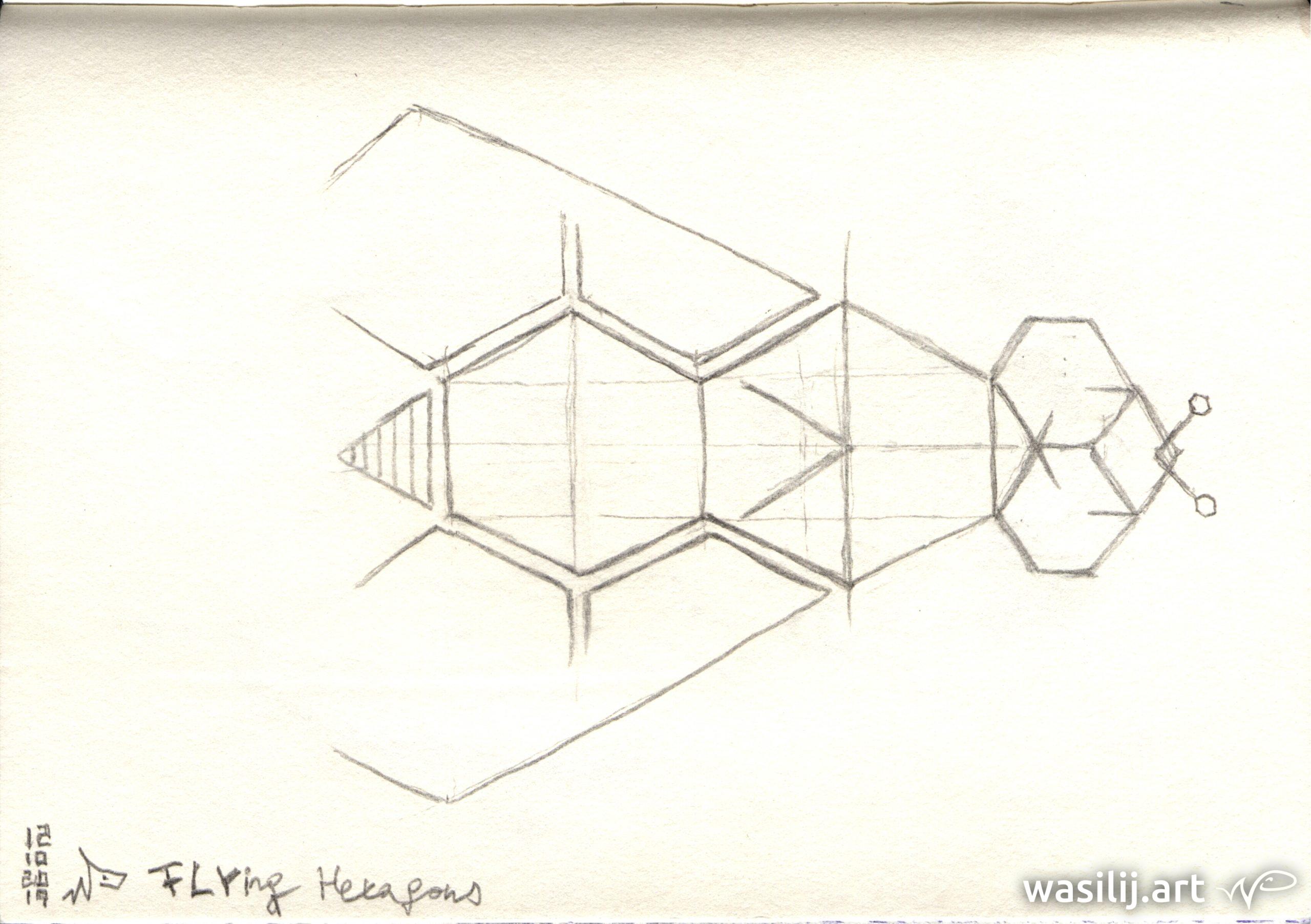 wasilij.art - FLYing Hexagons - Zeichnung
