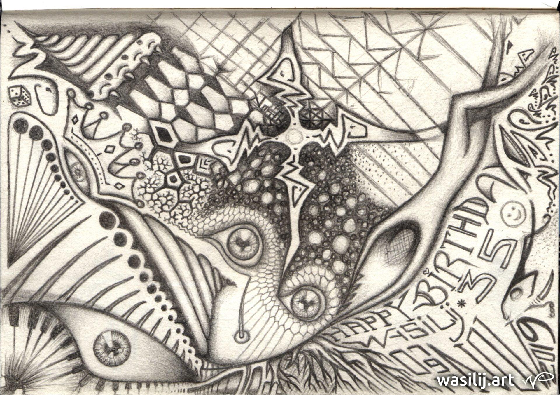 wasilij.art - Happy Birthday Wasilij 35 - Zeichnung