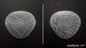 wasilij.art - Artefakt - Schieferstein-Spirale mit Herzenskraft